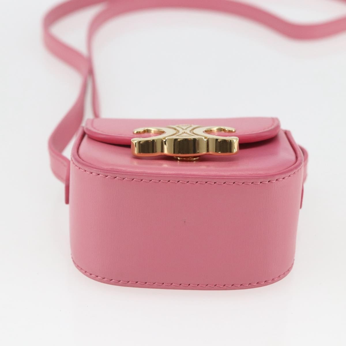 Celine Triomphe Shoulder Smooth Calfskin Pink Leather Shoulder Bag Bag (Pre-Owned)