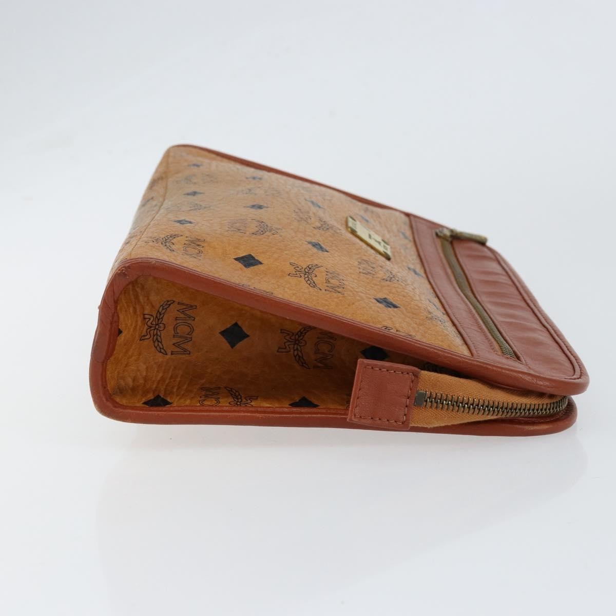 MCM Visetos Pvc Brown Canvas Clutche & Pouche Bag (Pre-Owned)
