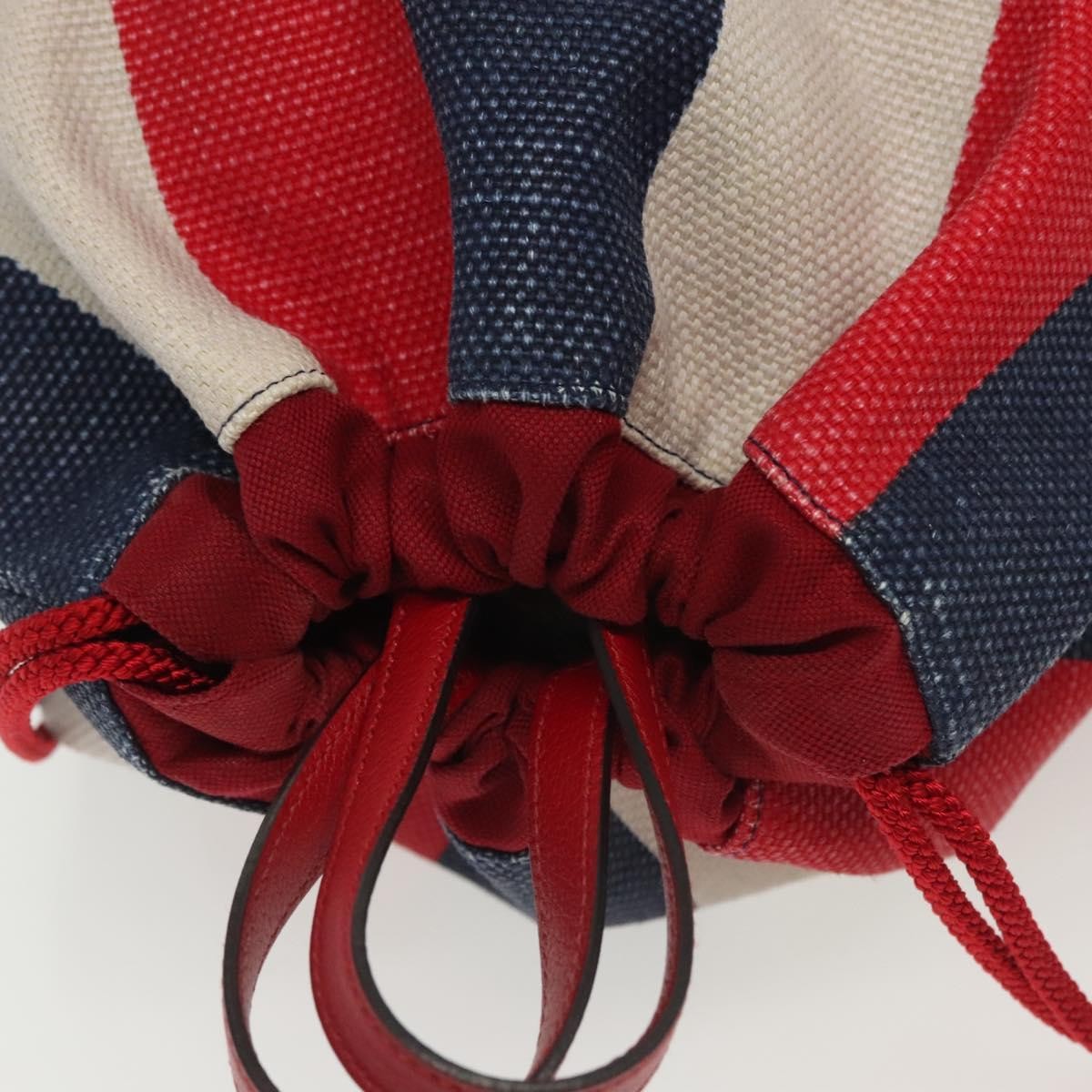 Gucci Logo Drawstring Striped Canvas Multicolour Canvas Backpack Bag (Pre-Owned)