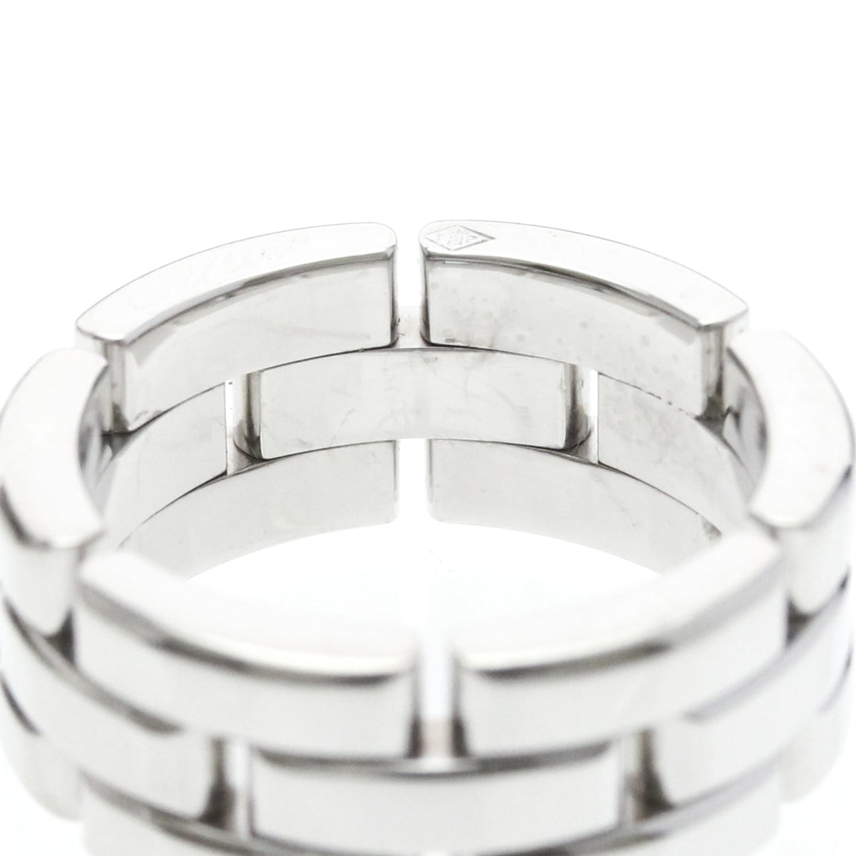 Cartier Maillon Panthere 3 Row 18K White Gold Silver White_Gold Ring Jewelry (Pre-Owned)
