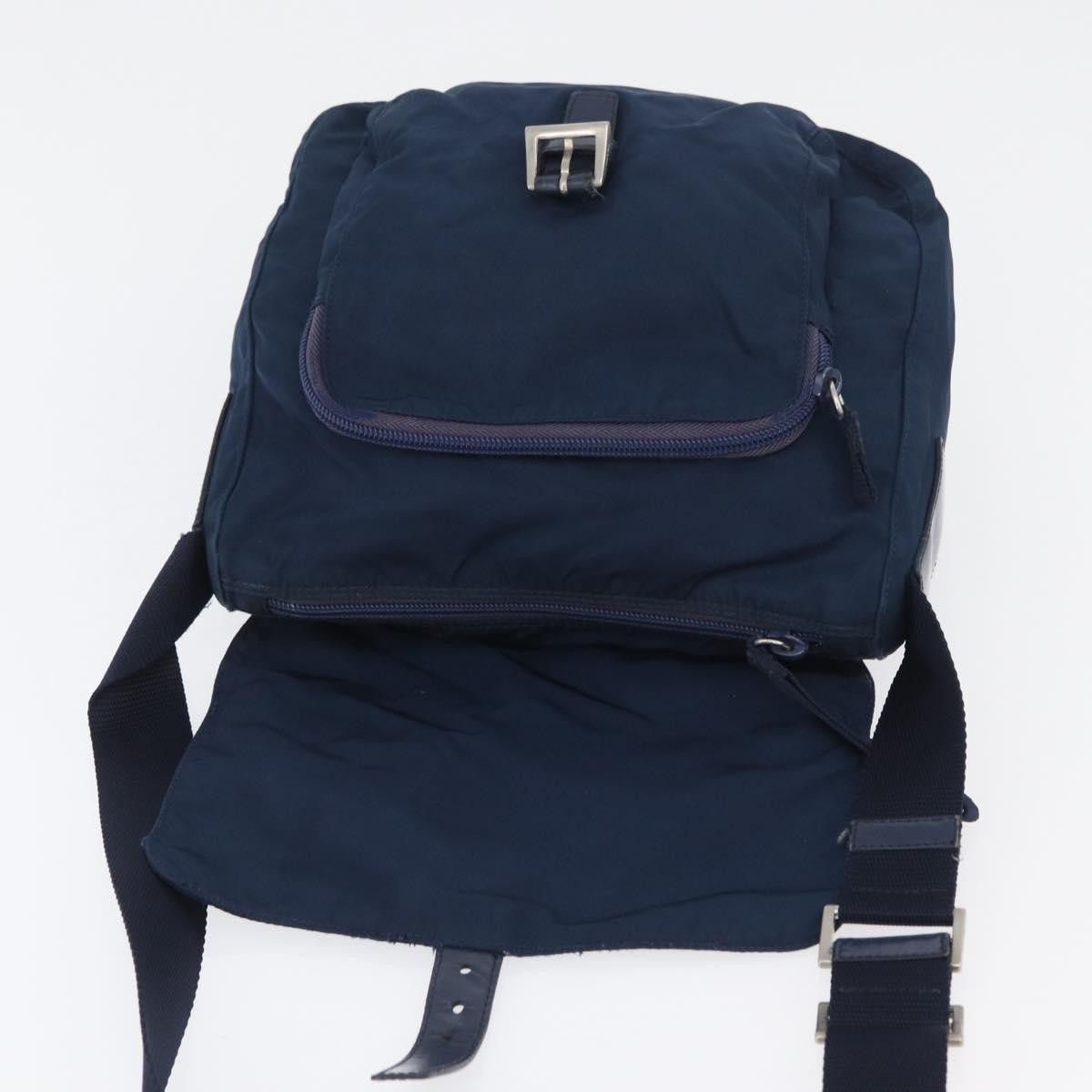 Prada Buckle Messenger Tessuto Navy Nylon Handbag (Pre-Owned)