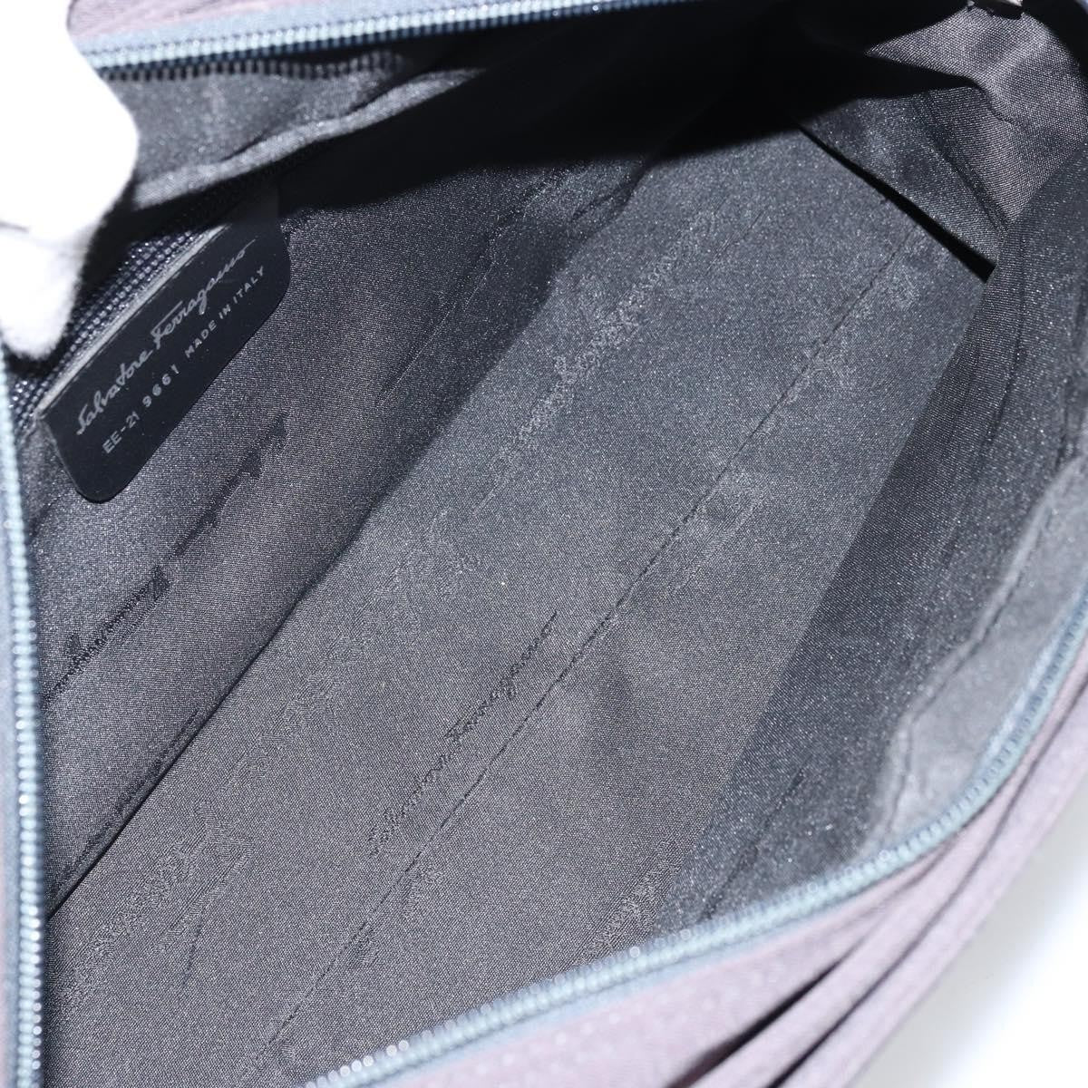 Salvatore Ferragamo Vala Canvas Gray Canvas Handbag (Pre-Owned)