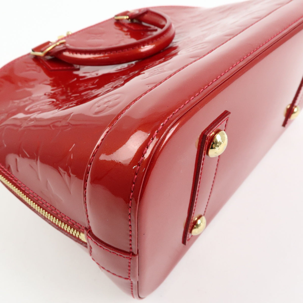 Louis Vuitton Alma Monogram Vernis Red Patent_Leather Handbag (Pre-Owned)
