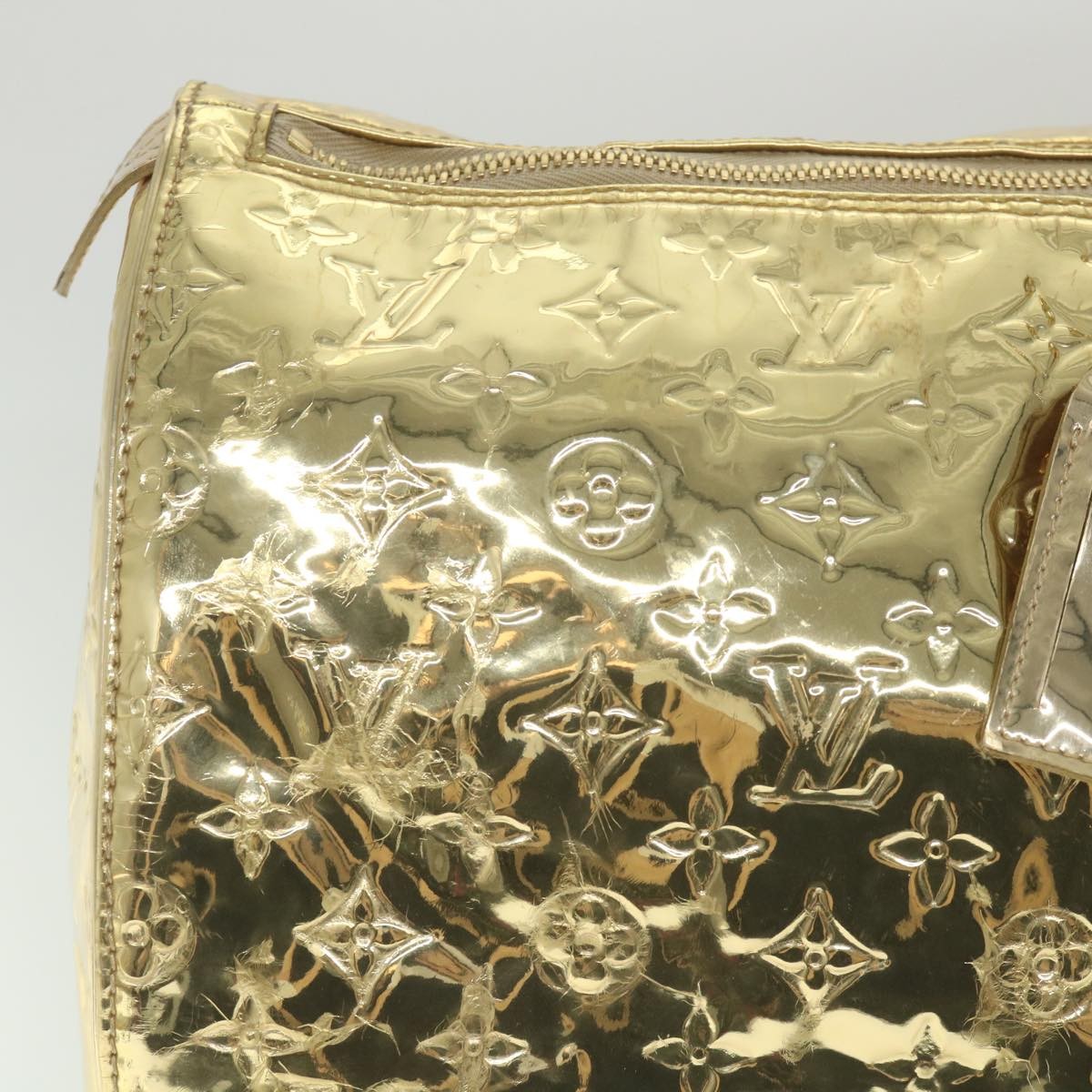 Louis Vuitton Keepall Monogram Miroir Pvc Gold Patent_Leather Travel Bag Bag (Pre-Owned)