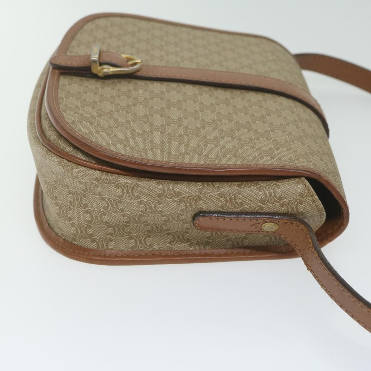 Celine Vintage Macadam Canvas And Leather Beige Canvas Shoulder Bag Bag (Pre-Owned)