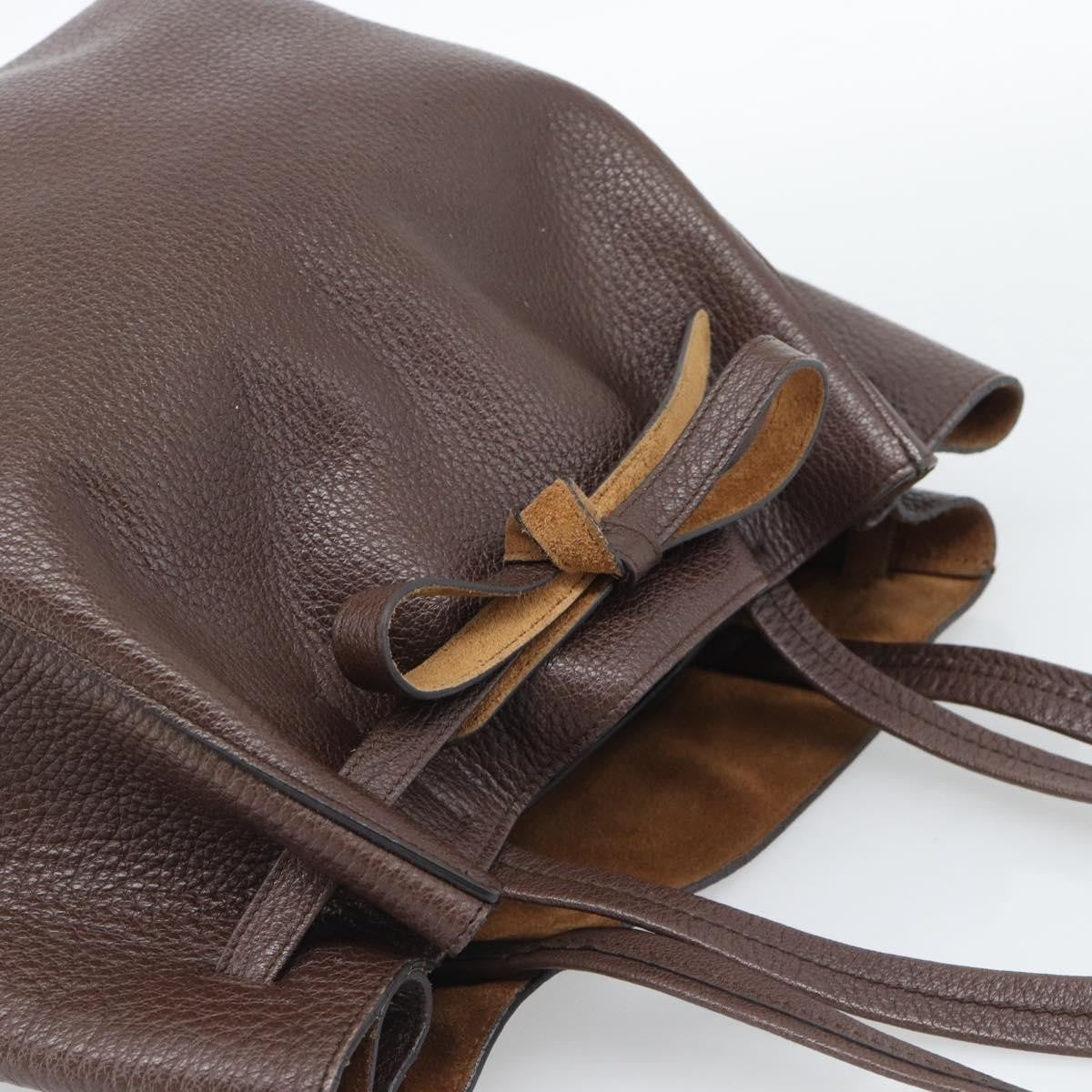 Celine Phantom Tie Cabas Tote Leather Brown Leather Tote Bag Bag (Pre-Owned)