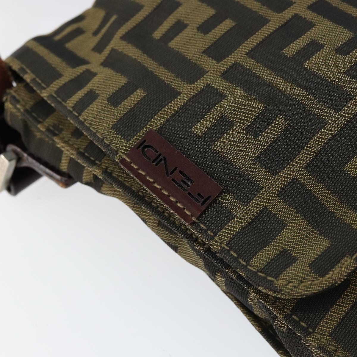 Fendi Flat Messenger Zucca Canvas Brown Canvas Shoulder Bag Bag (Pre-Owned)