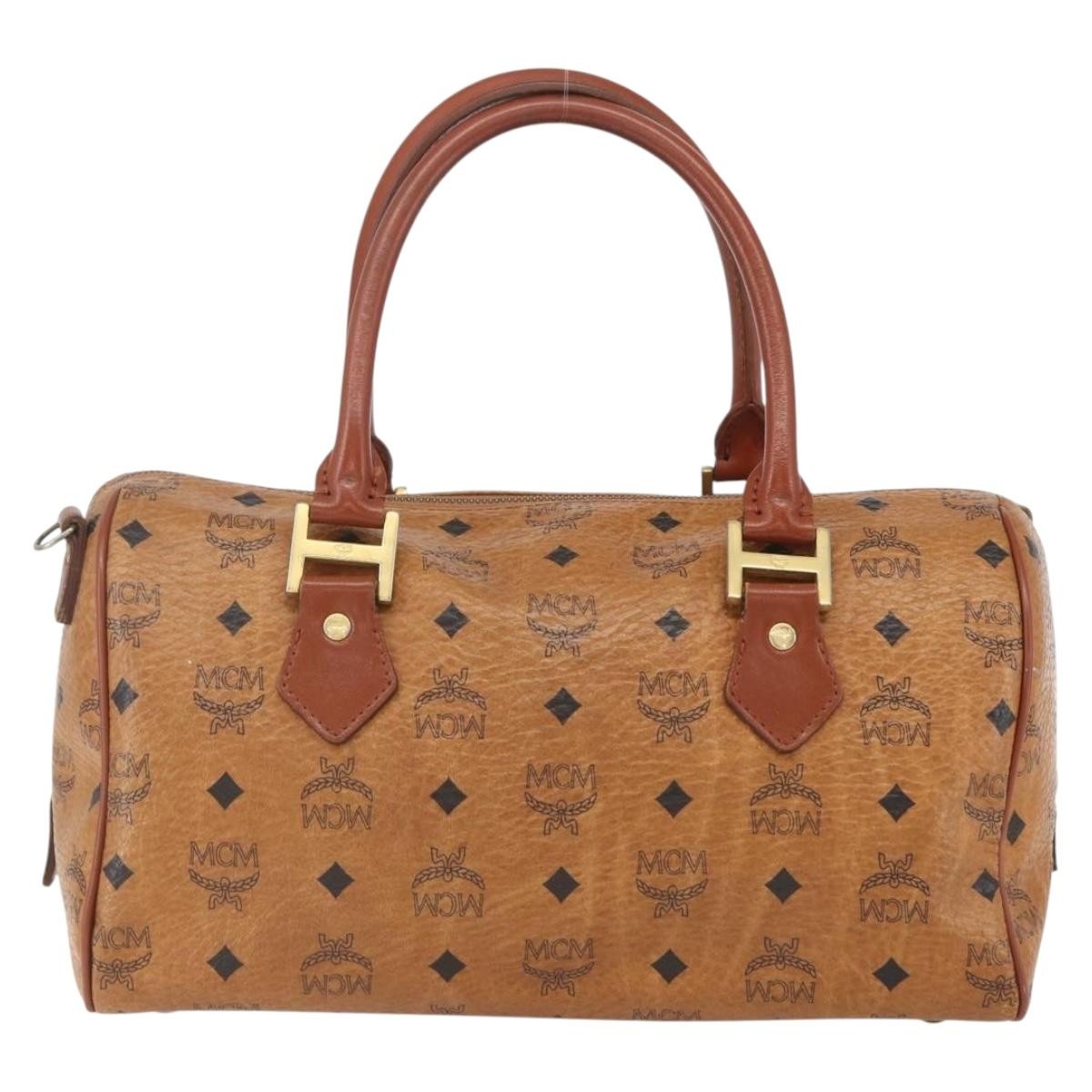 MCM Visetos Logogramme Canvas And Leather Brown Canvas Travel Bag Bag (Pre-Owned)