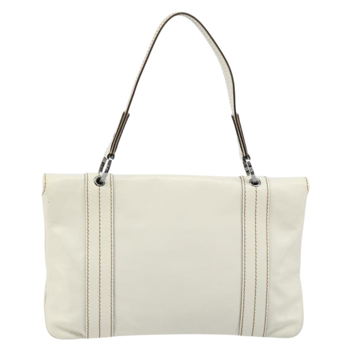 Gucci Vintage Leather White Leather Handbag (Pre-Owned)