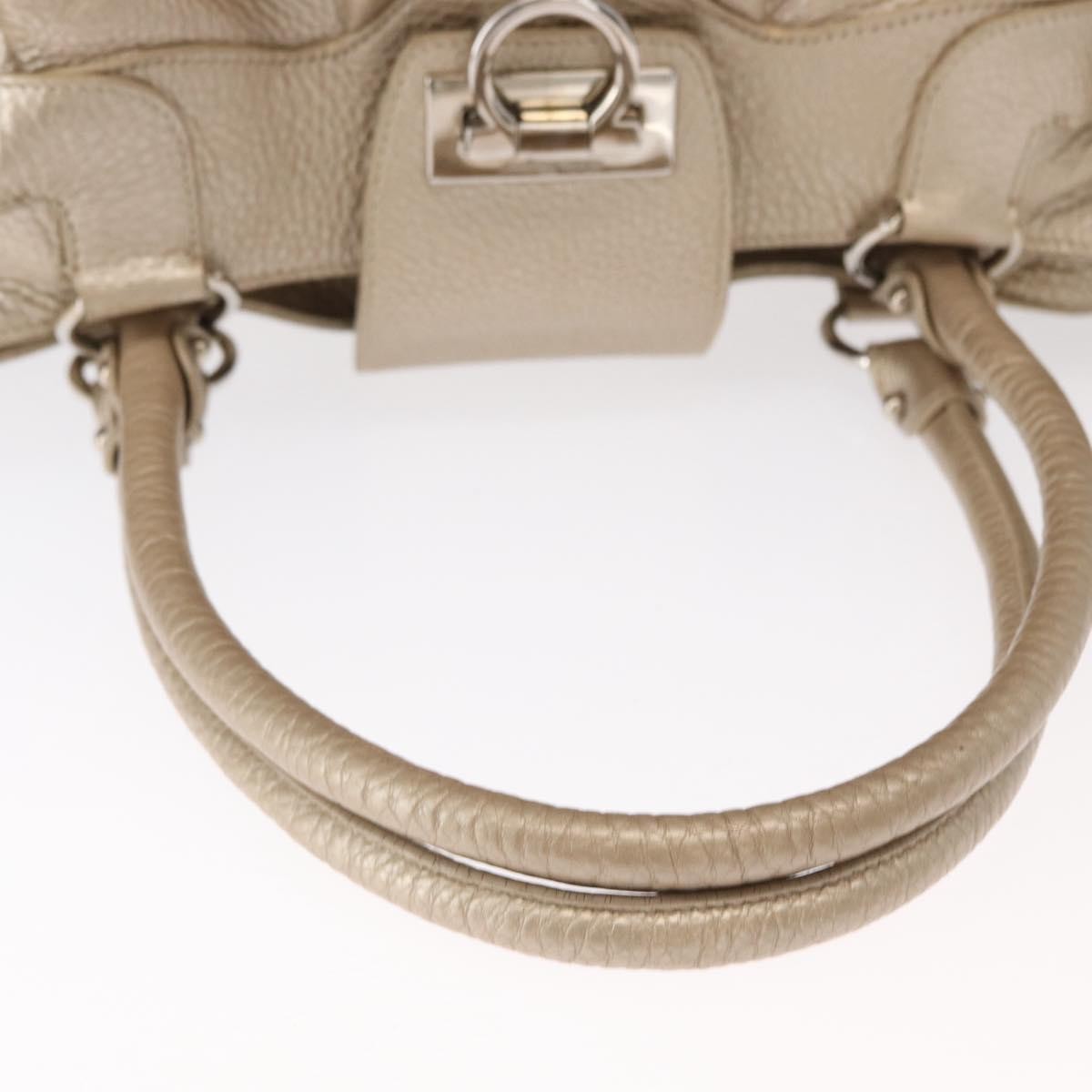 Salvatore Ferragamo Gancini Leather Gold Leather Handbag (Pre-Owned)