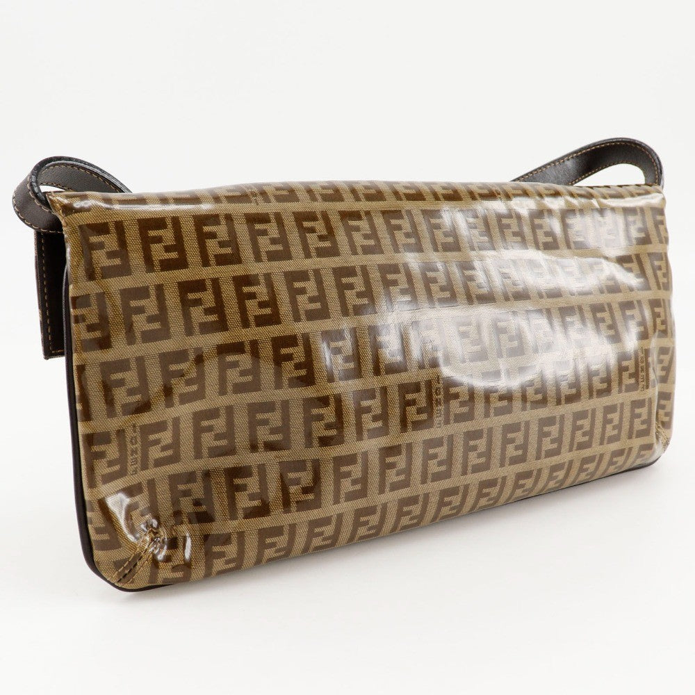 Fendi Zucchino Mamma Baguette Vinyl Brown Plastic Shoulder Bag Bag (Pre-Owned)