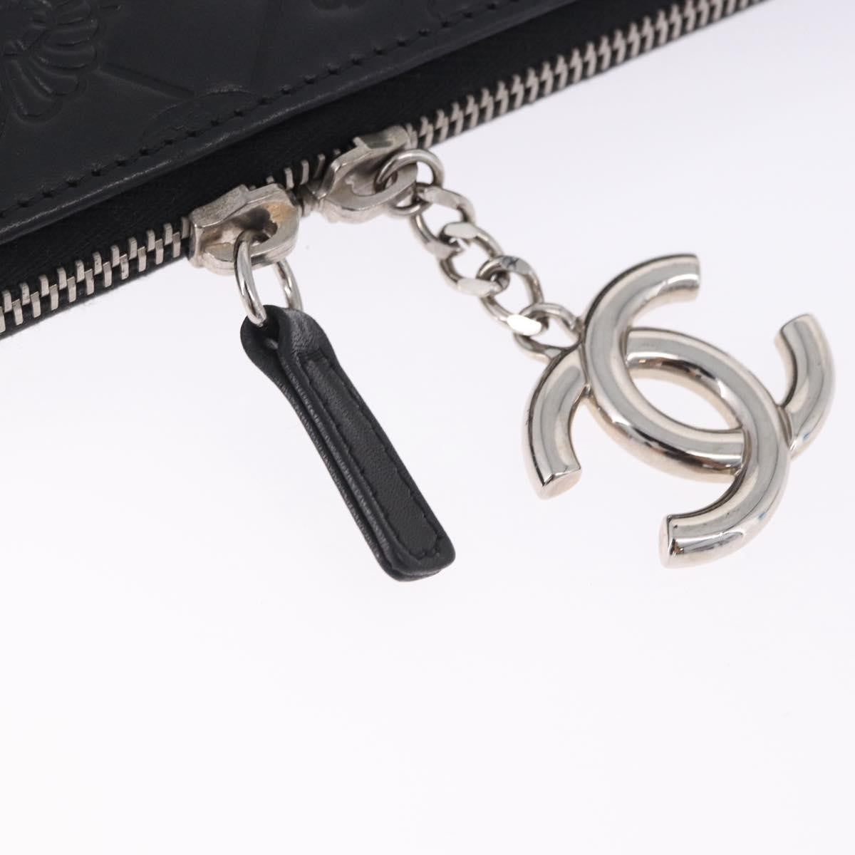 Chanel Zip Around Ipad Case Quilted Lambskin Black Leather Tech Accessory Accessory (Pre-Owned)