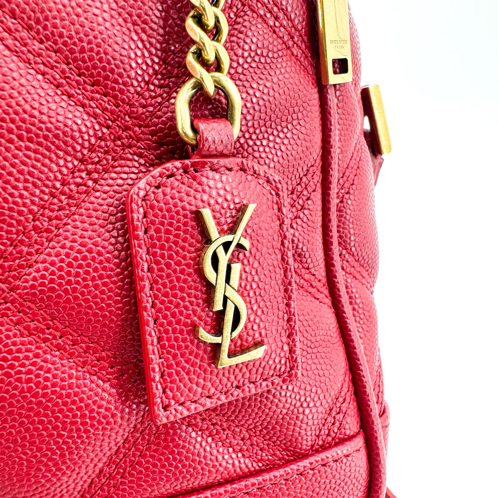 Saint Laurent 80'S Vanity Quilted Leather Red Leather Handbag (Pre-Owned)