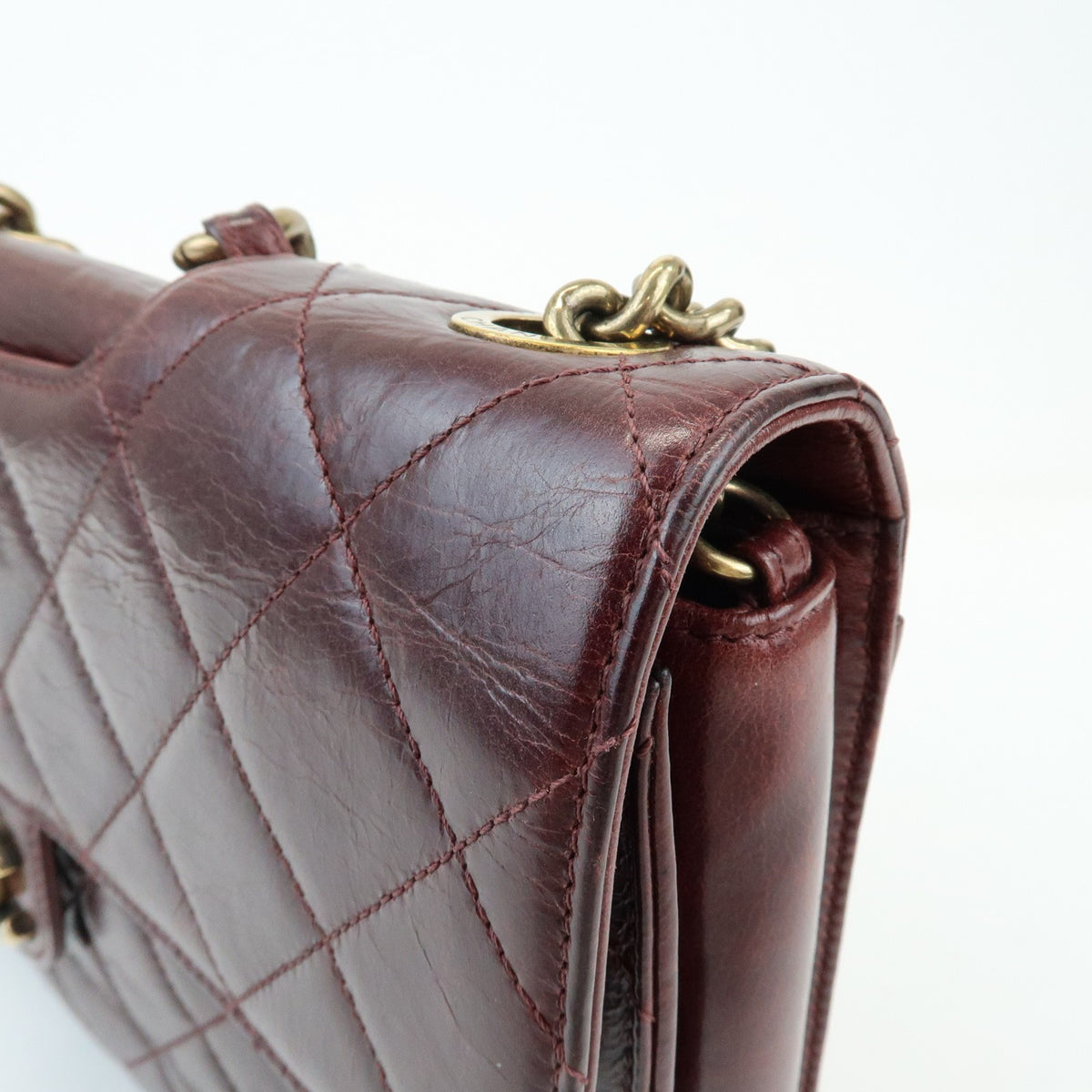 Chanel Perfect Edge Flap Quilted Glazed Calfskin Burgundy Leather Handbag (Pre-Owned)