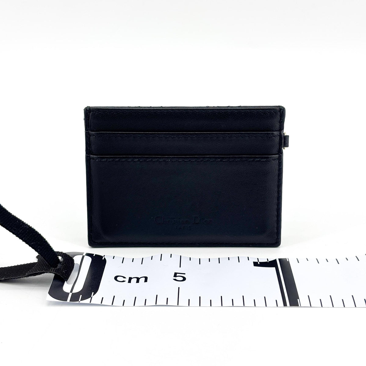 Christian Dior Lady Dior Card Holder Cannage Quilt Lambskin Black Leather Card Holders Accessory (Pre-Owned)