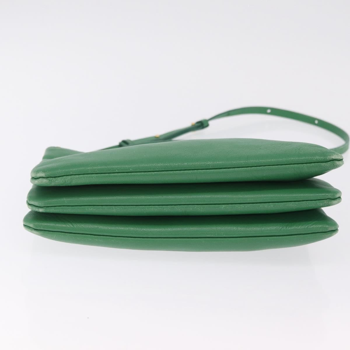 Celine Trio Leather Green Leather Crossbody Bag Bag (Pre-Owned)