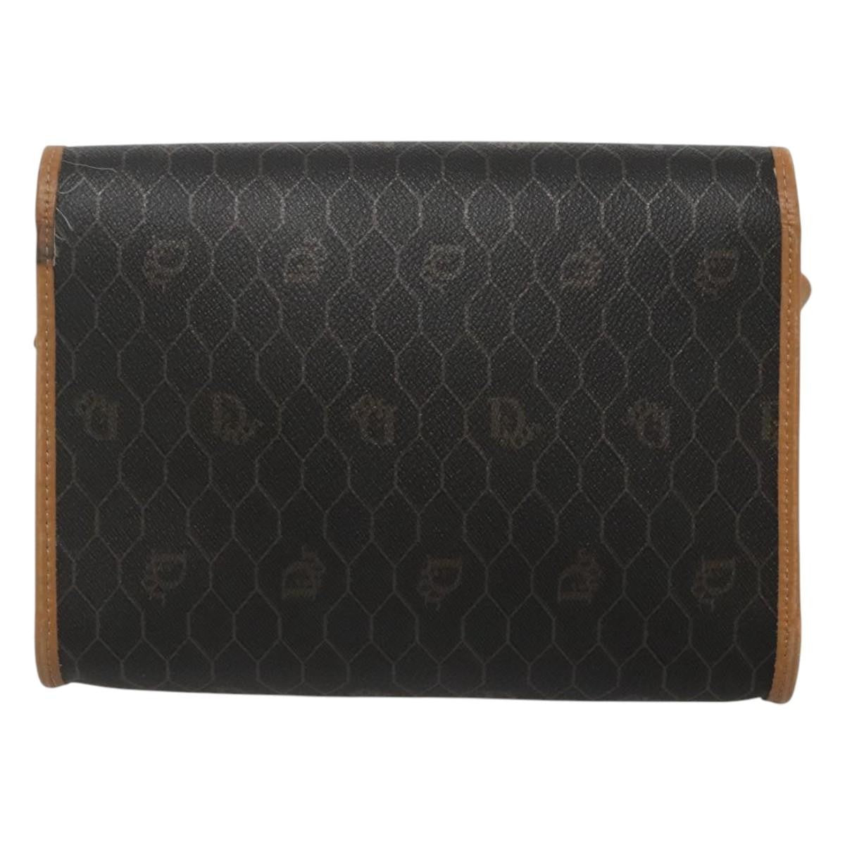 Christian Dior Vintage Honeycomb Flap Coated Canvas Black Canvas Shoulder Bag Bag (Pre-Owned)
