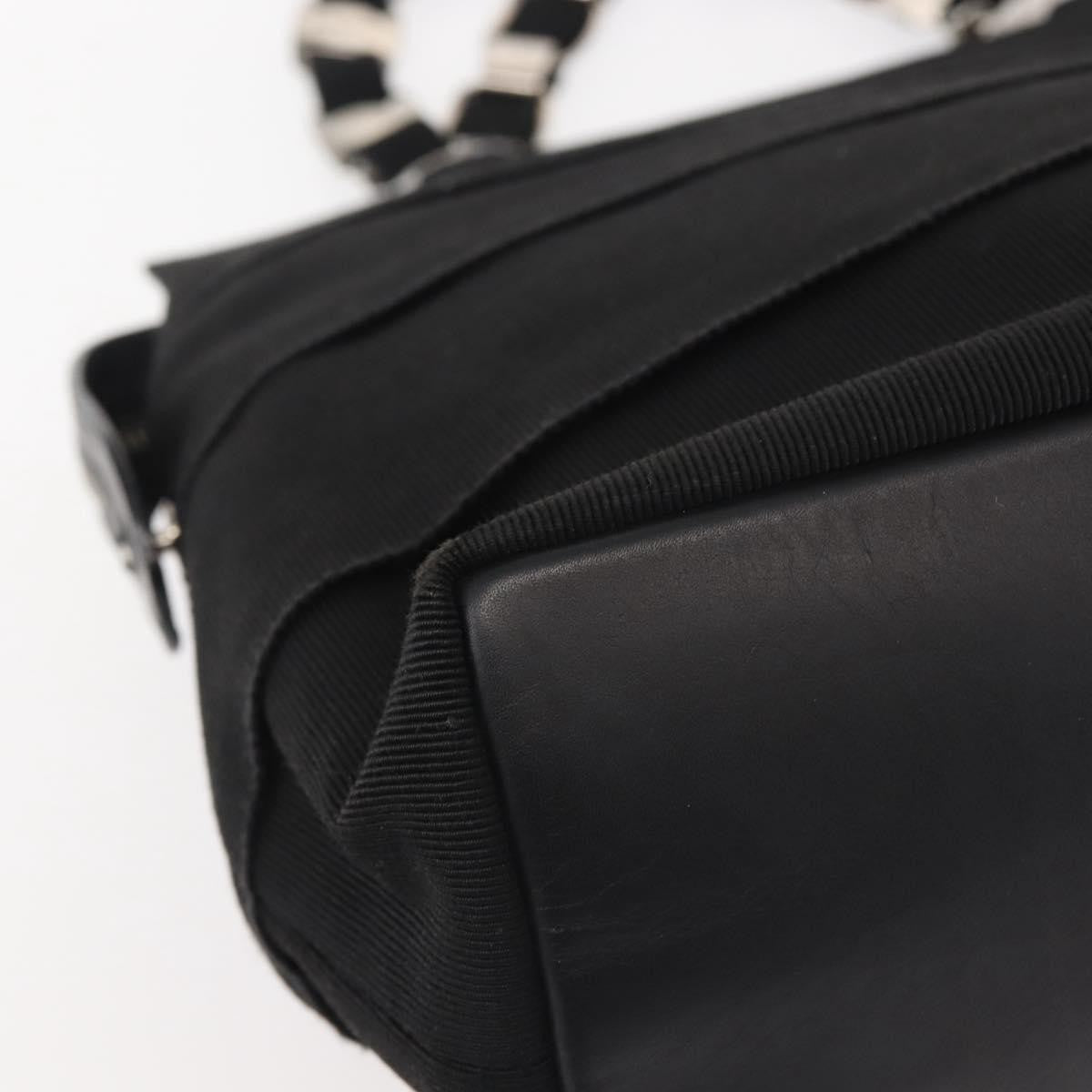 Salvatore Ferragamo Vala Canvas Black Canvas Handbag (Pre-Owned)