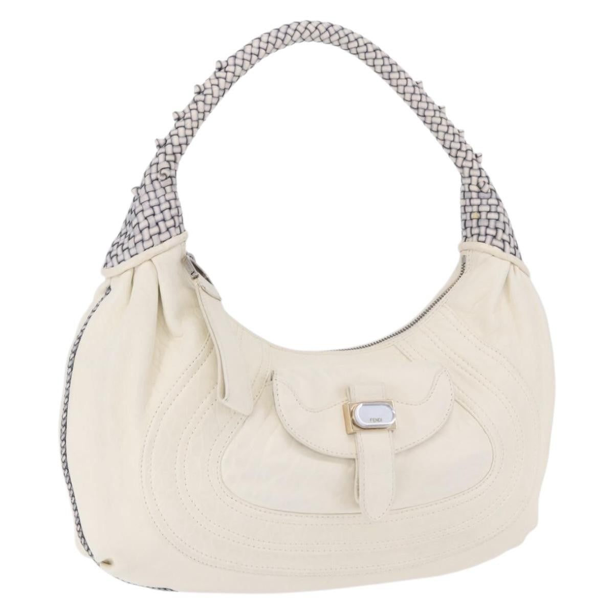 Fendi Spy Pocket Hobo Leather White Leather Handbag (Pre-Owned)