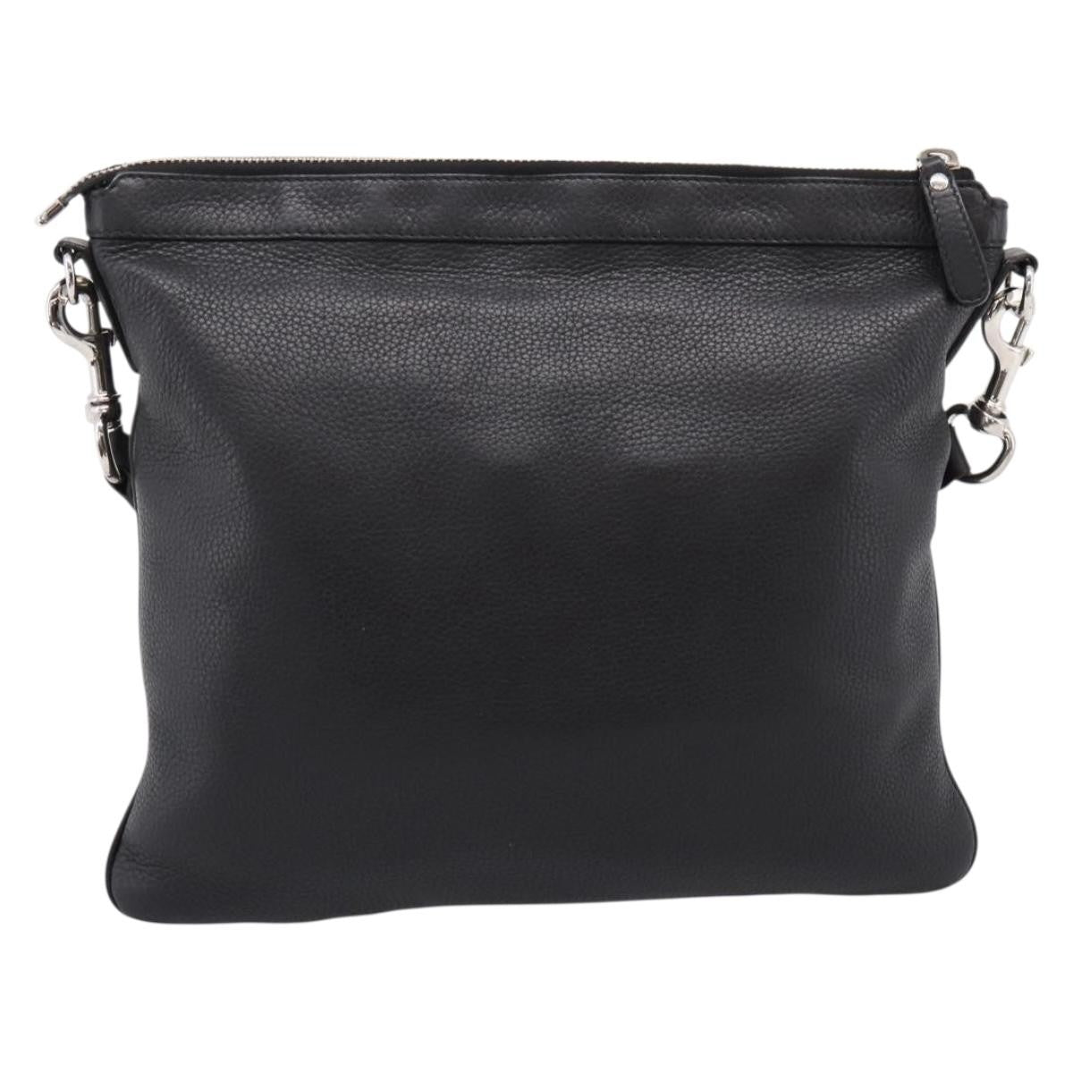 Gucci Zip Messenger Leather With Striped Detail Black Leather Handbag (Pre-Owned)