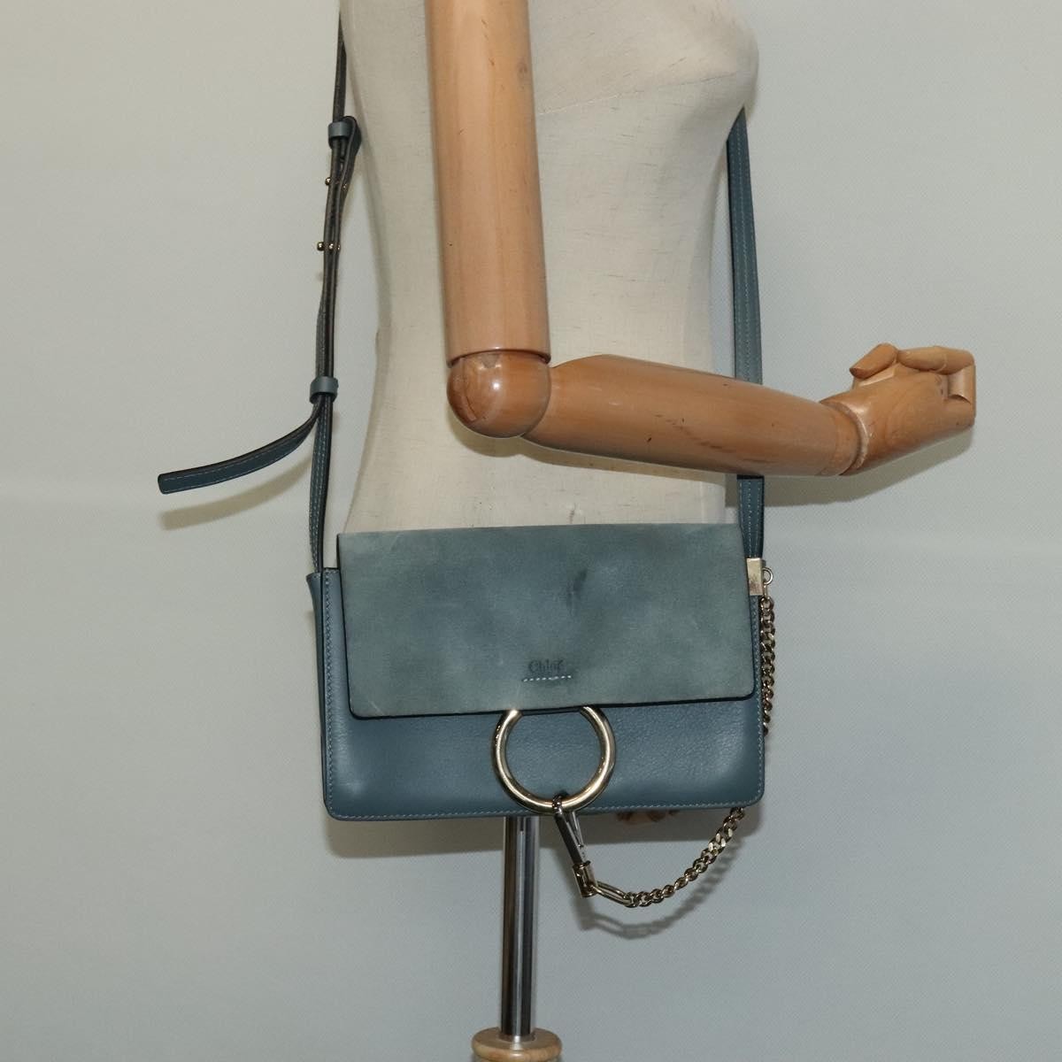 Chloe Faye Leather And Suede Blue Suede Shoulder Bag Bag (Pre-Owned)