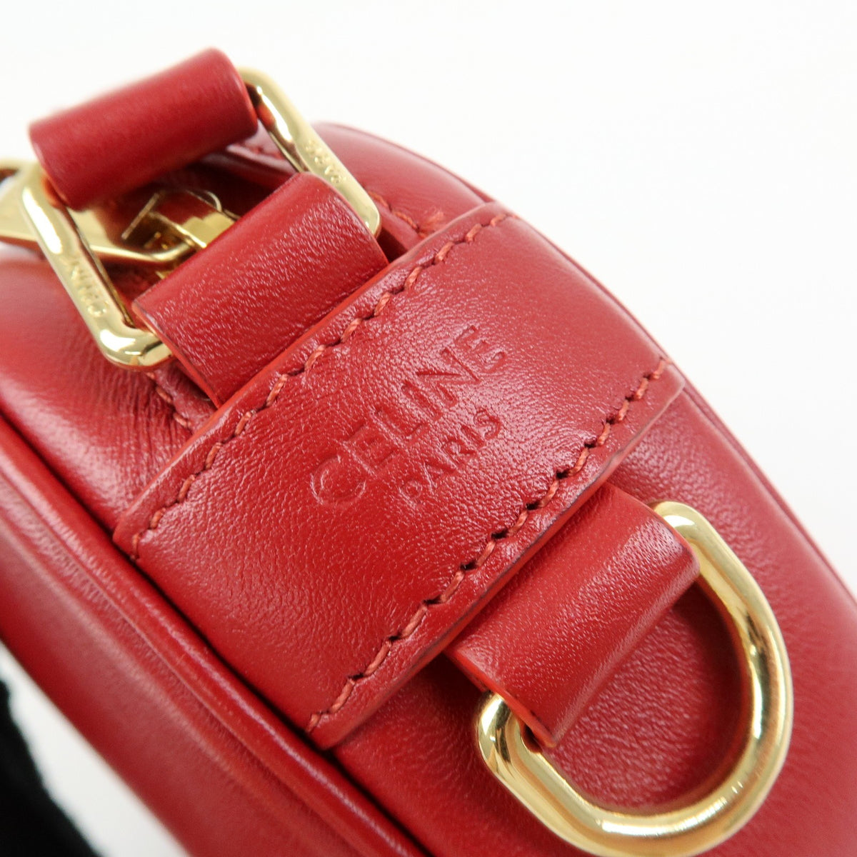 Celine C Charm Camera Quilted Leather Red Leather Handbag (Pre-Owned)