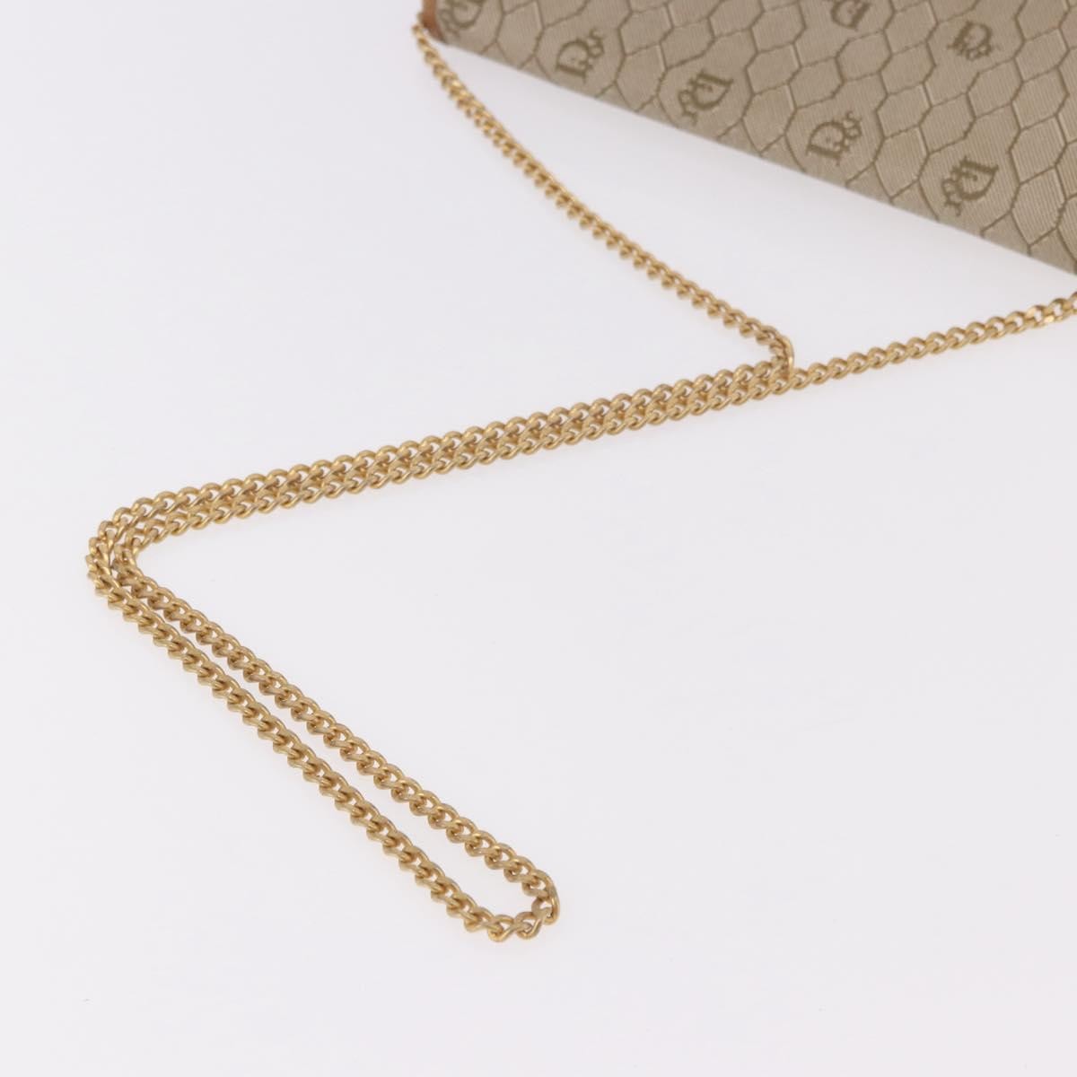 Christian Dior Vintage Honeycomb Chain Canvas Beige Canvas Shoulder Bag Bag (Pre-Owned)