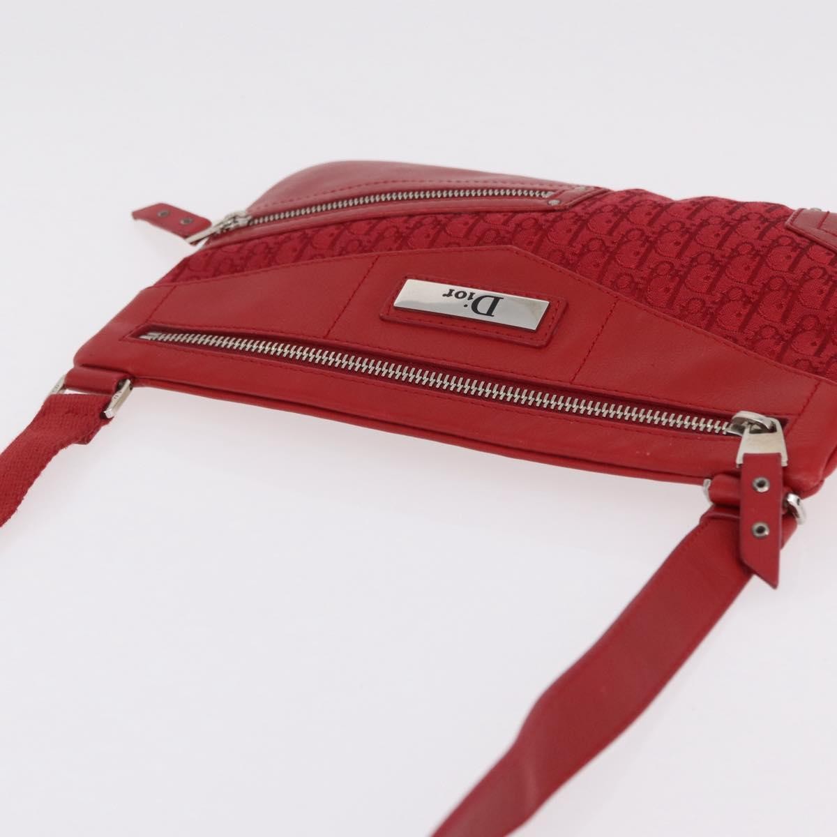 Christian Dior Vintage Street Chic Diorissimo Canvas With Leather Red Canvas Shoulder Bag Bag (Pre-Owned)