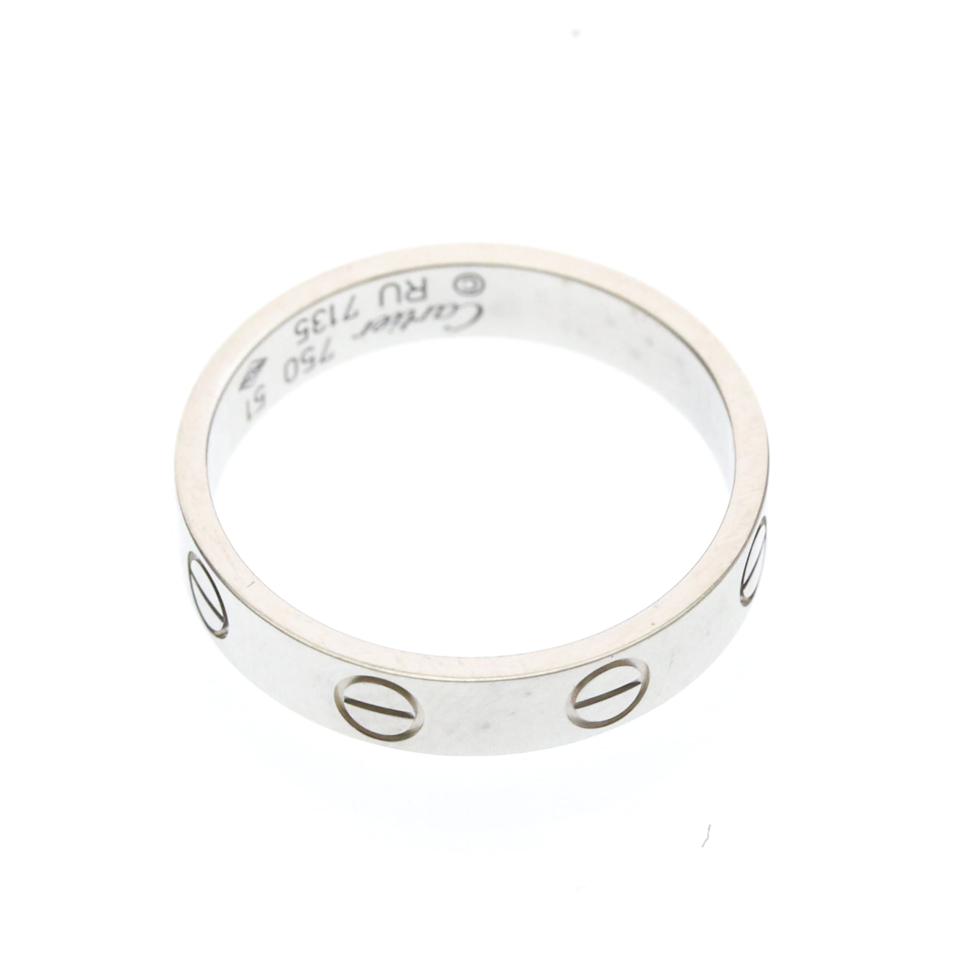 Cartier Love Band 18K White Gold Silver White_Gold Ring Jewelry (Pre-Owned)