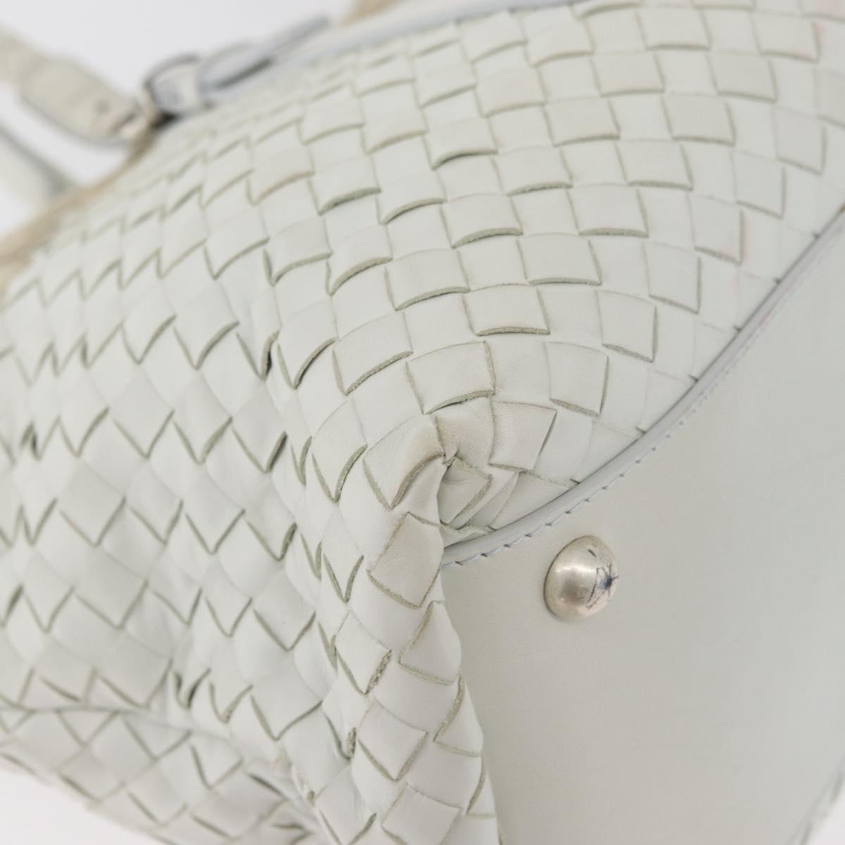Bottega Veneta Belted Cabas Tote Intrecciato Nappa With Stitched Detail White Leather Tote Bag Bag (Pre-Owned)