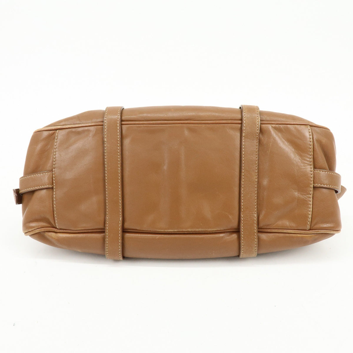 Prada Convertible Belted Satchel Soft Calf Brown Leather Handbag (Pre-Owned)