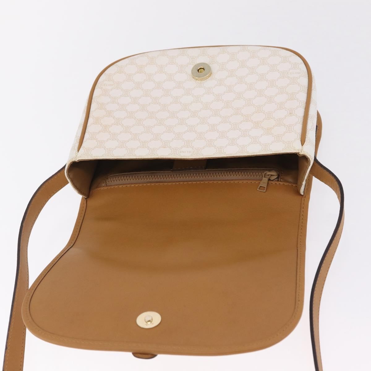 Celine Macadam Shoulder Canvas White Canvas Crossbody Bag Bag (Pre-Owned)