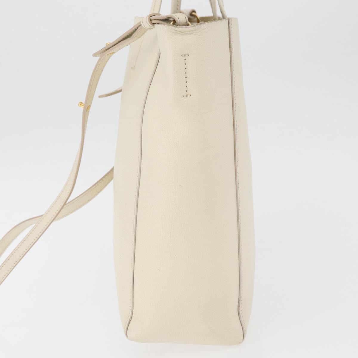 Celine Phantom Cabas Leather White Leather Tote Bag Bag (Pre-Owned)
