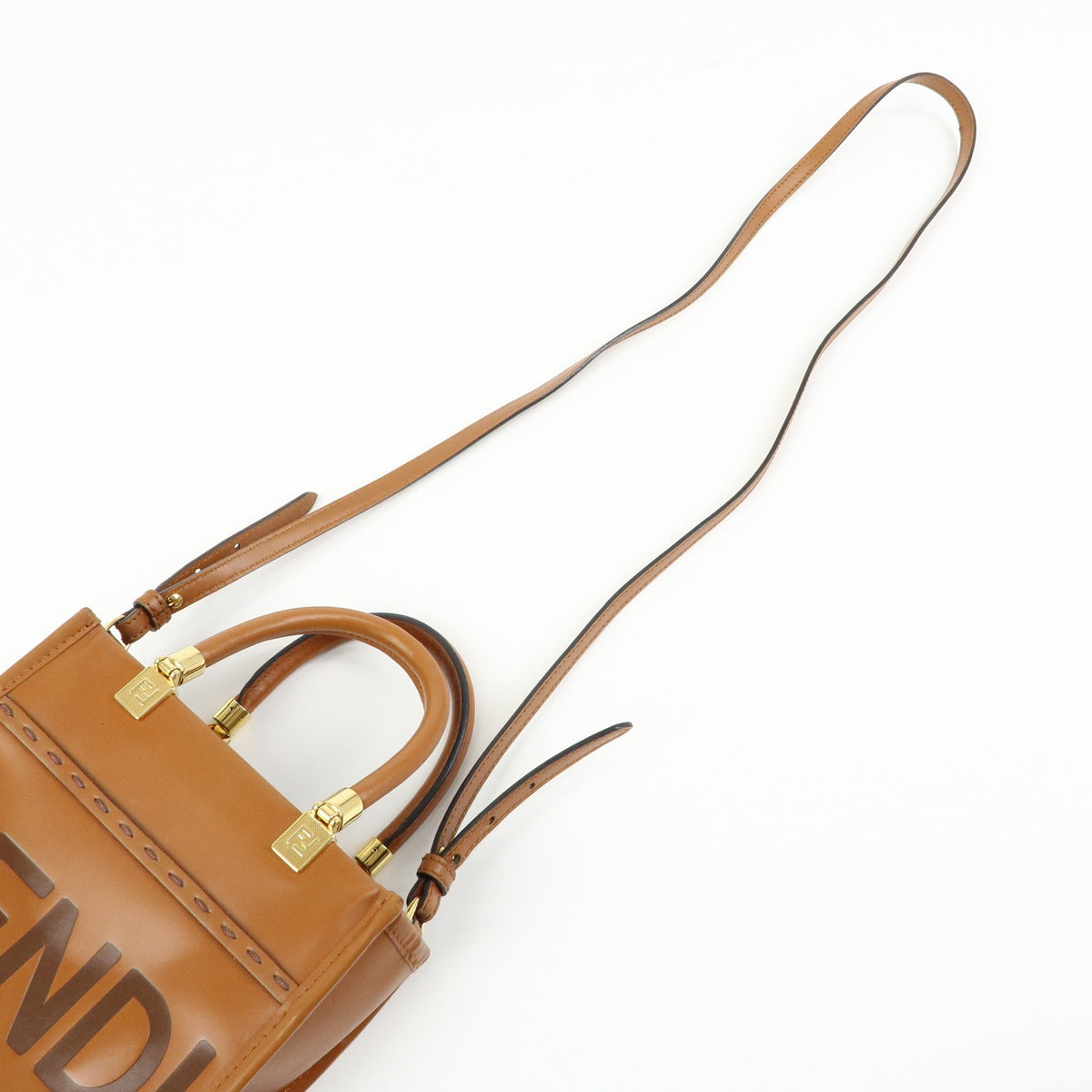 Fendi Sunshine Shopper Leather Brown Leather Tote Bag Bag (Pre-Owned)