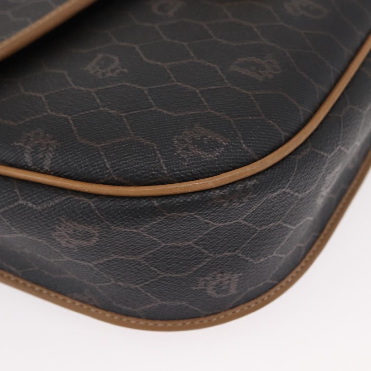 Christian Dior Vintage Honeycomb Flap Canvas And Leather Black Canvas Shoulder Bag Bag (Pre-Owned)