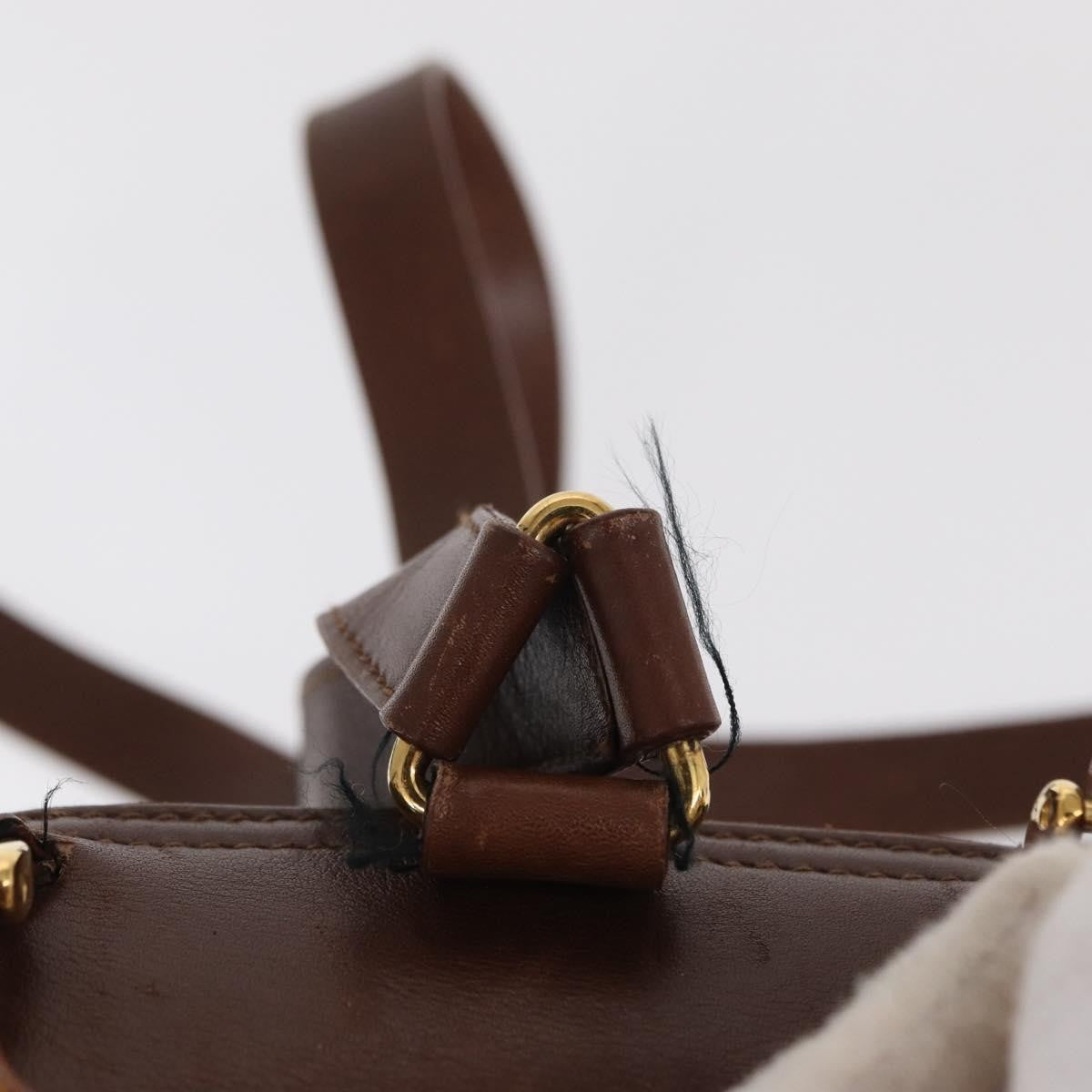 Gucci Vintage Bamboo Leather Brown Leather Backpack Bag (Pre-Owned)