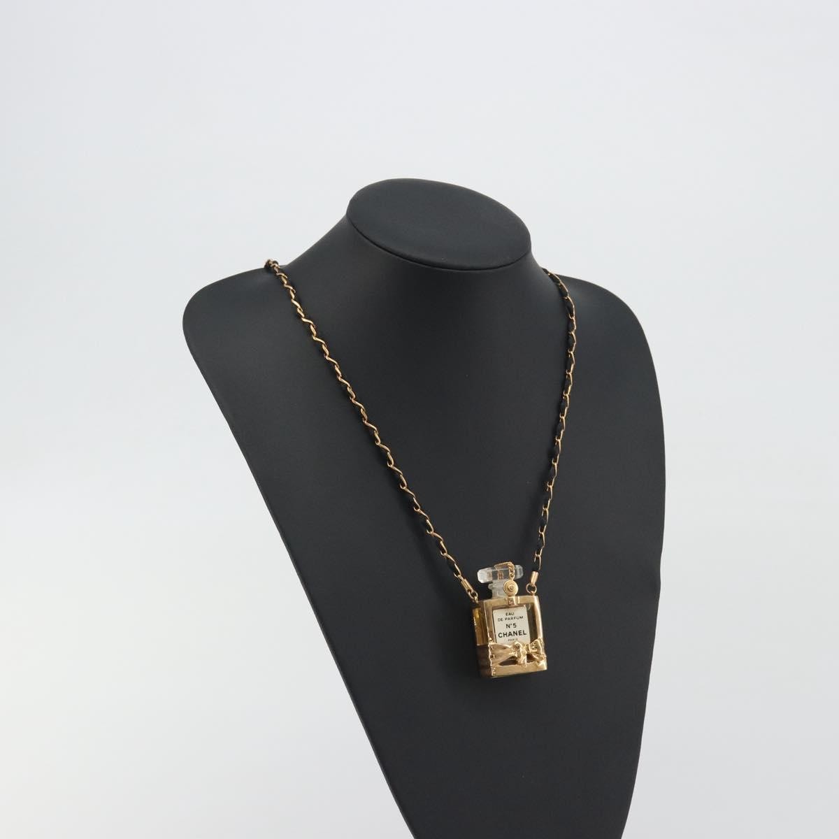 Chanel Cc No.5 Perfume Bottle Pendant Metal Gold Metal Necklace Jewelry (Pre-Owned)