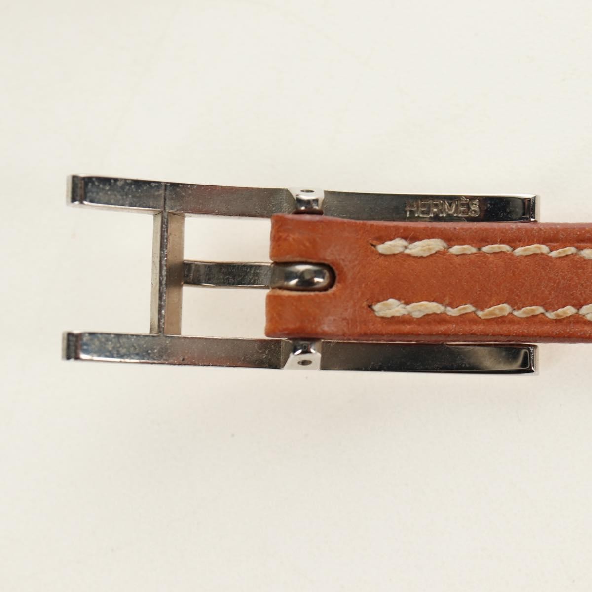 Hermes Hapi 3 Leather With Metal Brown Leather Bracelet Jewelry (Pre-Owned)