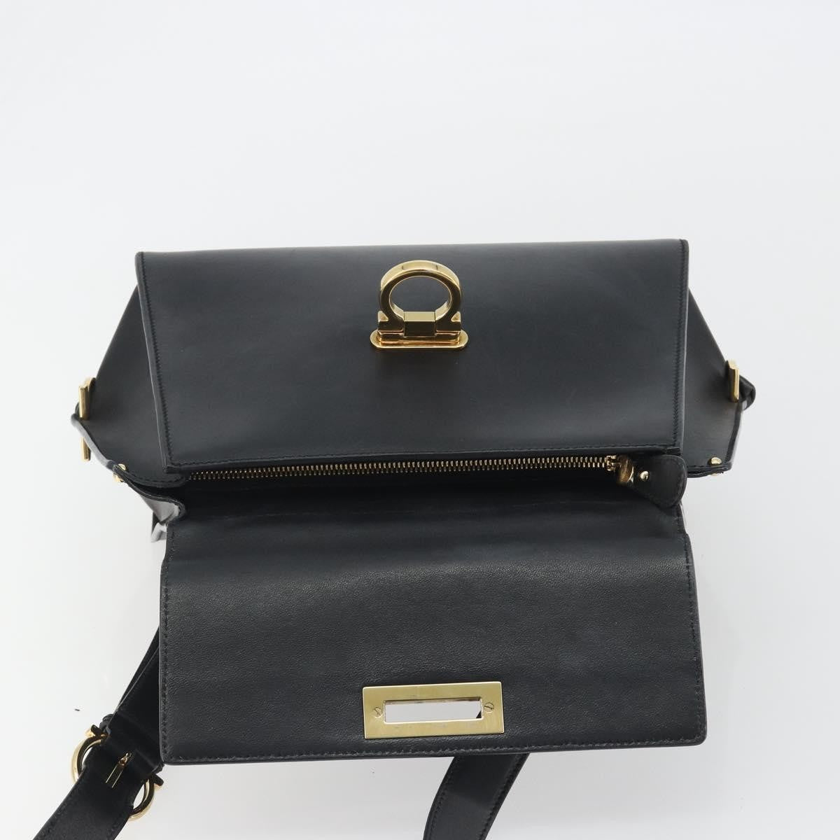 Salvatore Ferragamo Sofia Satchel Smooth Leather Black Leather Handbag (Pre-Owned)