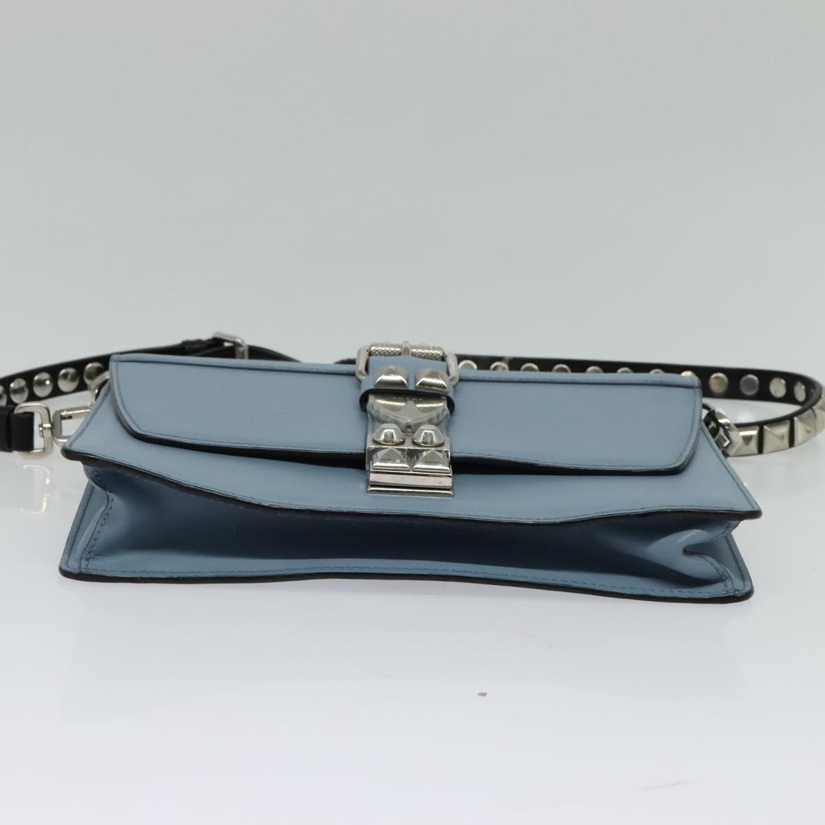 Prada Elektra Studded Leather Blue Leather Shoulder Bag Bag (Pre-Owned)