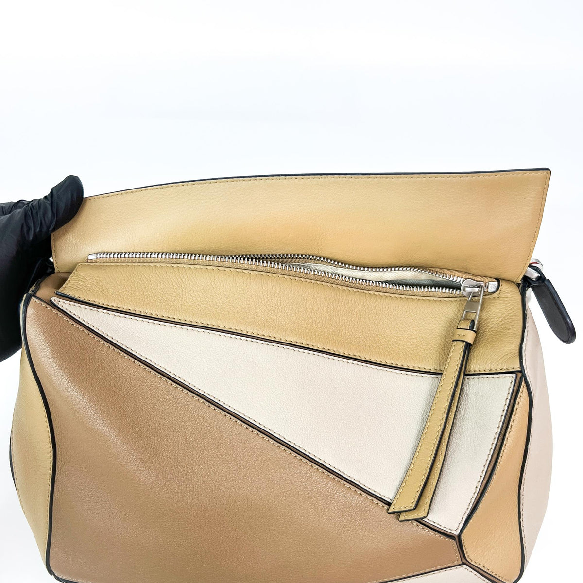 Loewe Puzzle Patchwork Leather Brown Calfskin Handbag (Pre-Owned)