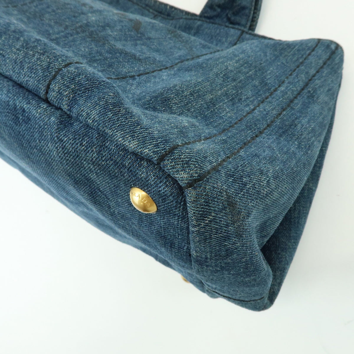 Prada Canapa Denim Blue Denim_Jeans Tote Bag Bag (Pre-Owned)