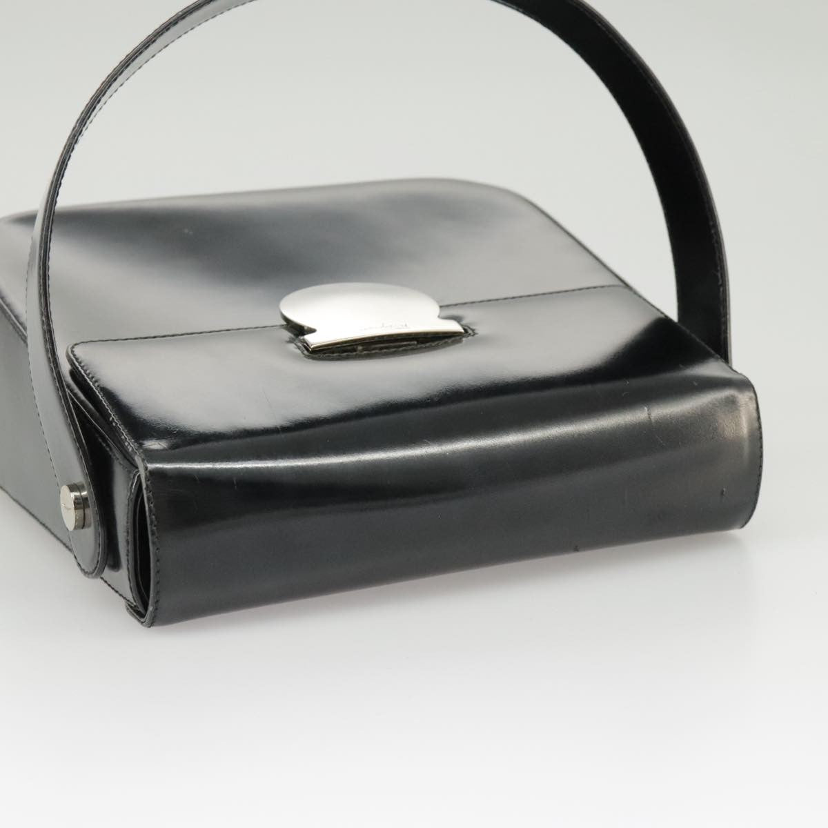 Salvatore Ferragamo Vintage Top Handle Leather Black Leather Handbag (Pre-Owned)