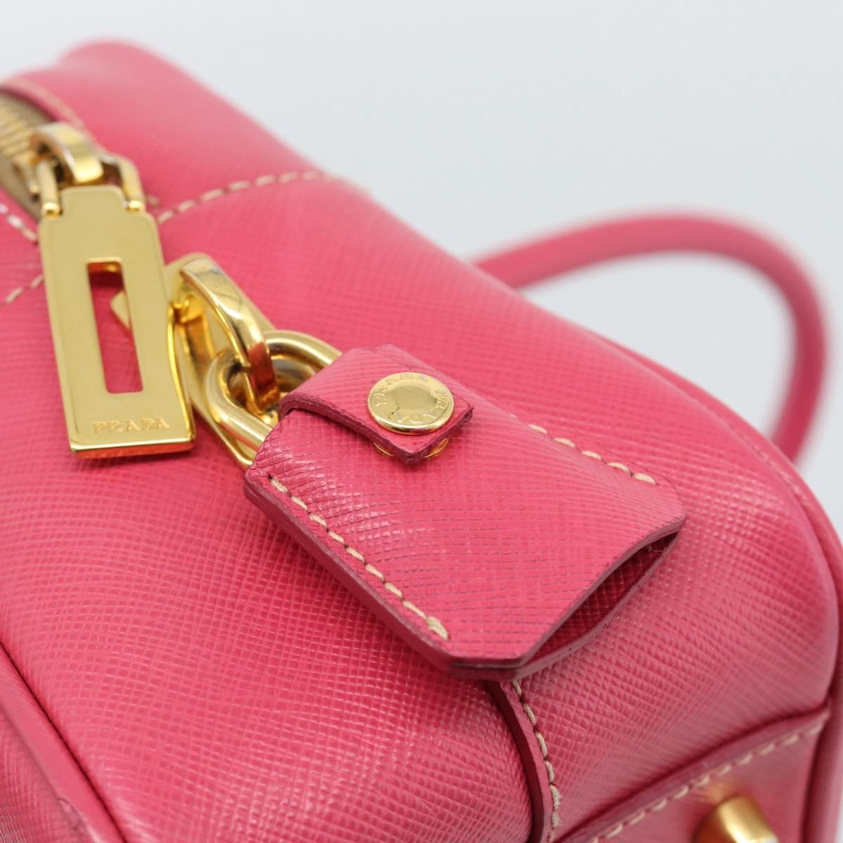 Prada Bauletto Saffiano Leather Pink Leather Handbag (Pre-Owned)