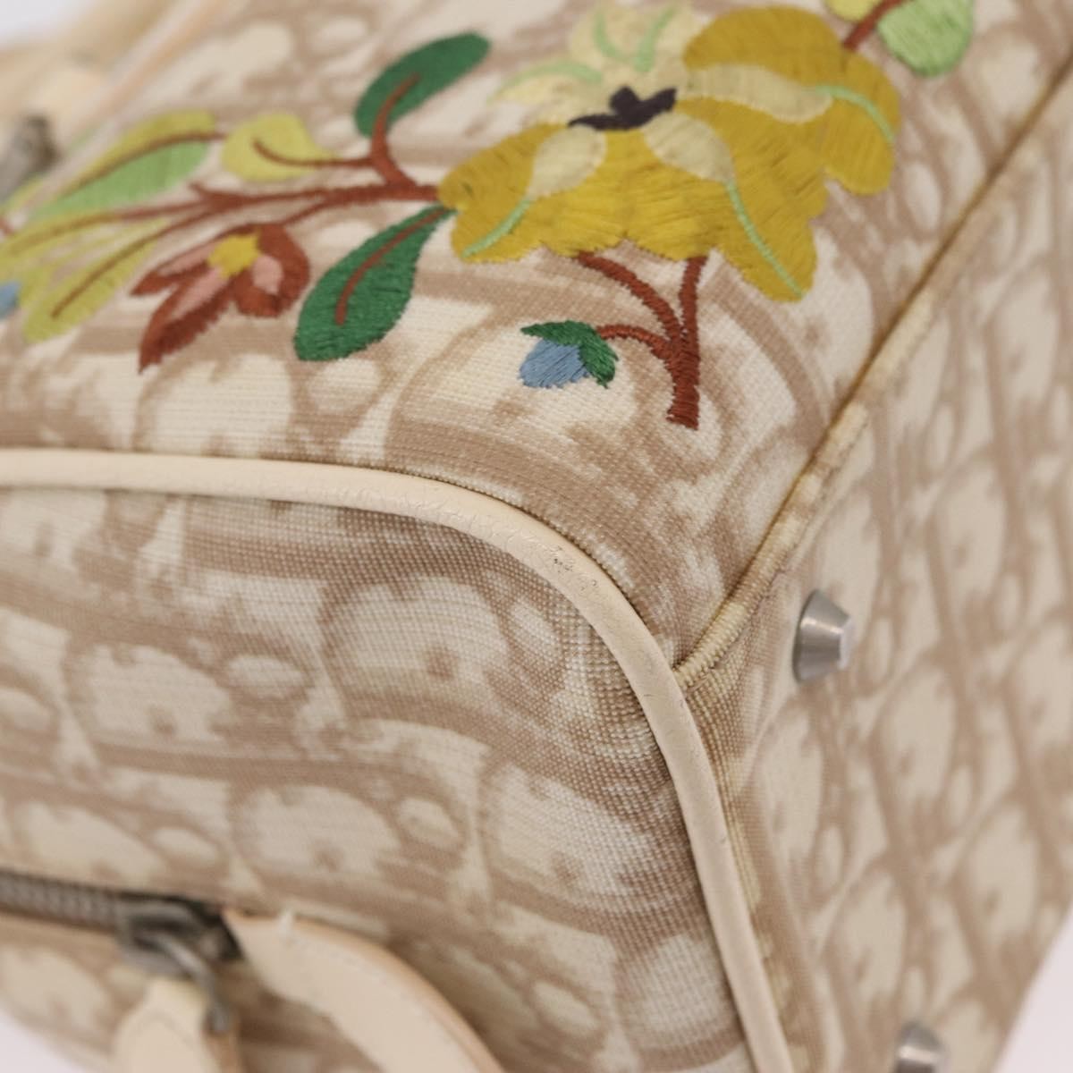 Christian Dior Vintage Boston Diorissimo Canvas Beige Canvas Handbag (Pre-Owned)