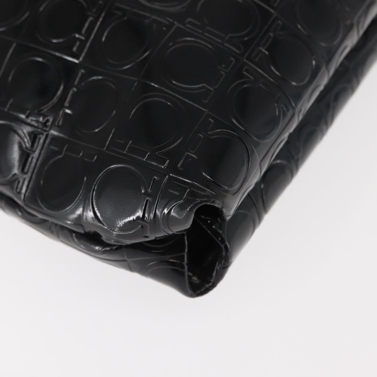 Salvatore Ferragamo Gancini Patent Leather Black Patent_Leather Shoulder Bag Bag (Pre-Owned)