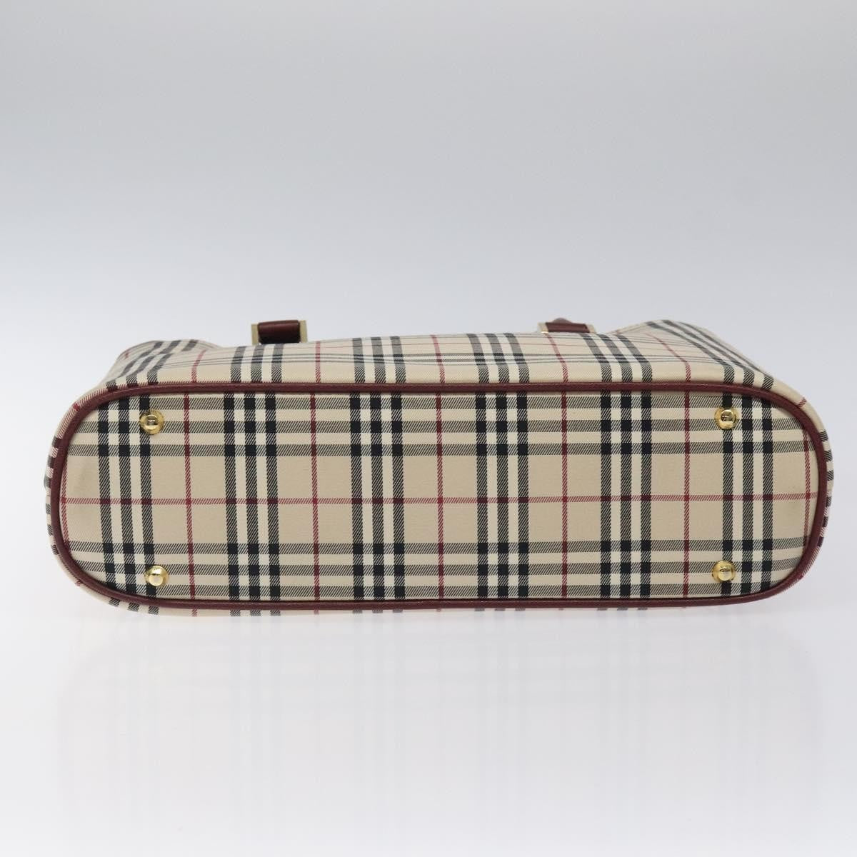 Burberry Nova Check Tote Canvas And Leather Beige Canvas Tote Bag Bag (Pre-Owned)