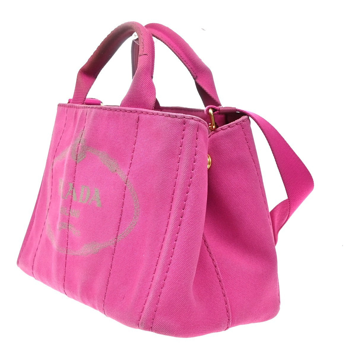 Prada Canapa Open Tote Canvas Pink Canvas Tote Bag Bag (Pre-Owned)
