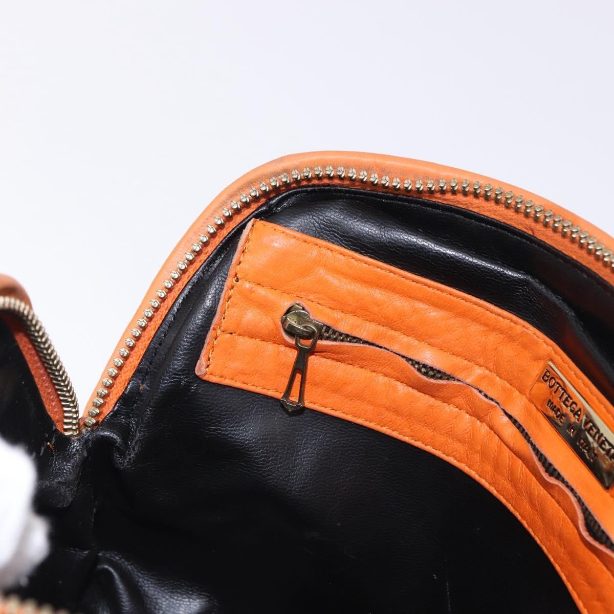 Bottega Veneta Nodini Intrecciato Nappa Orange Leather Shoulder Bag Bag (Pre-Owned)