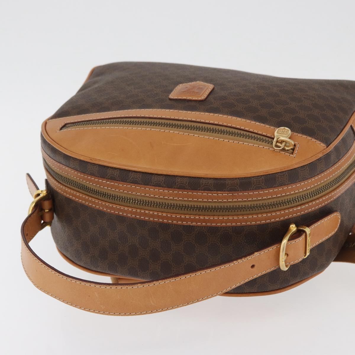 Celine Backpack Leather Brown Canvas Backpack Bag (Pre-Owned)